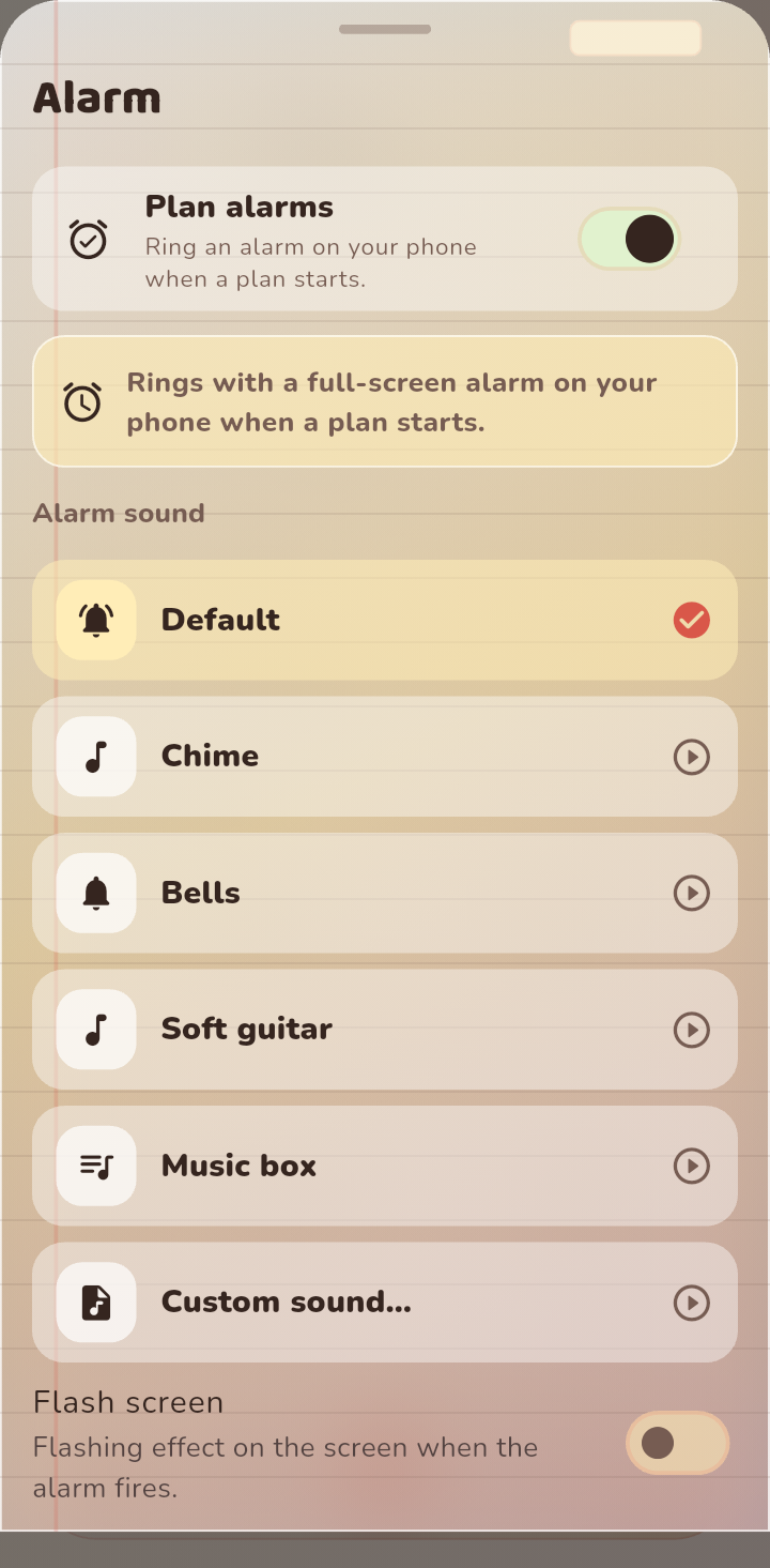 Custom alarms for your plans